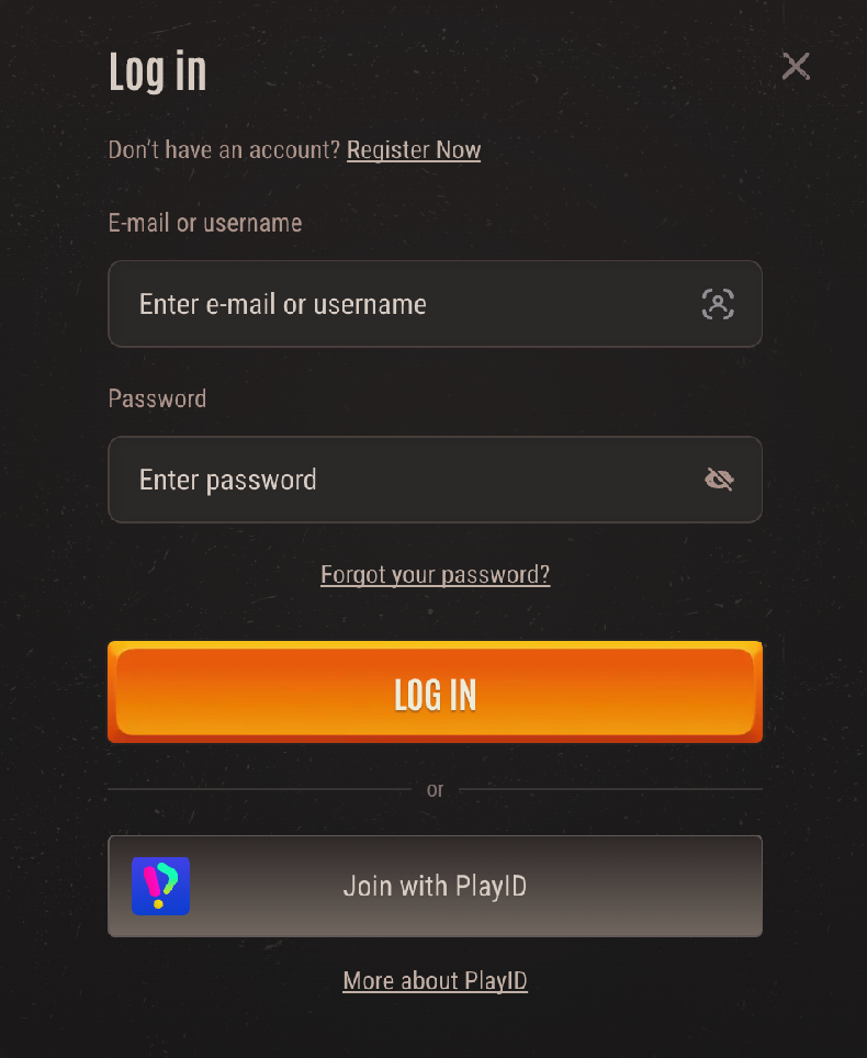 Neon54 login screen